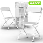 Capri White Plastic Folding Chair 10 Pack with Steel Frame, Hold up to 350 lbs, Indoor Outdoor Portable Stackable Event Chair Commercial Seat for