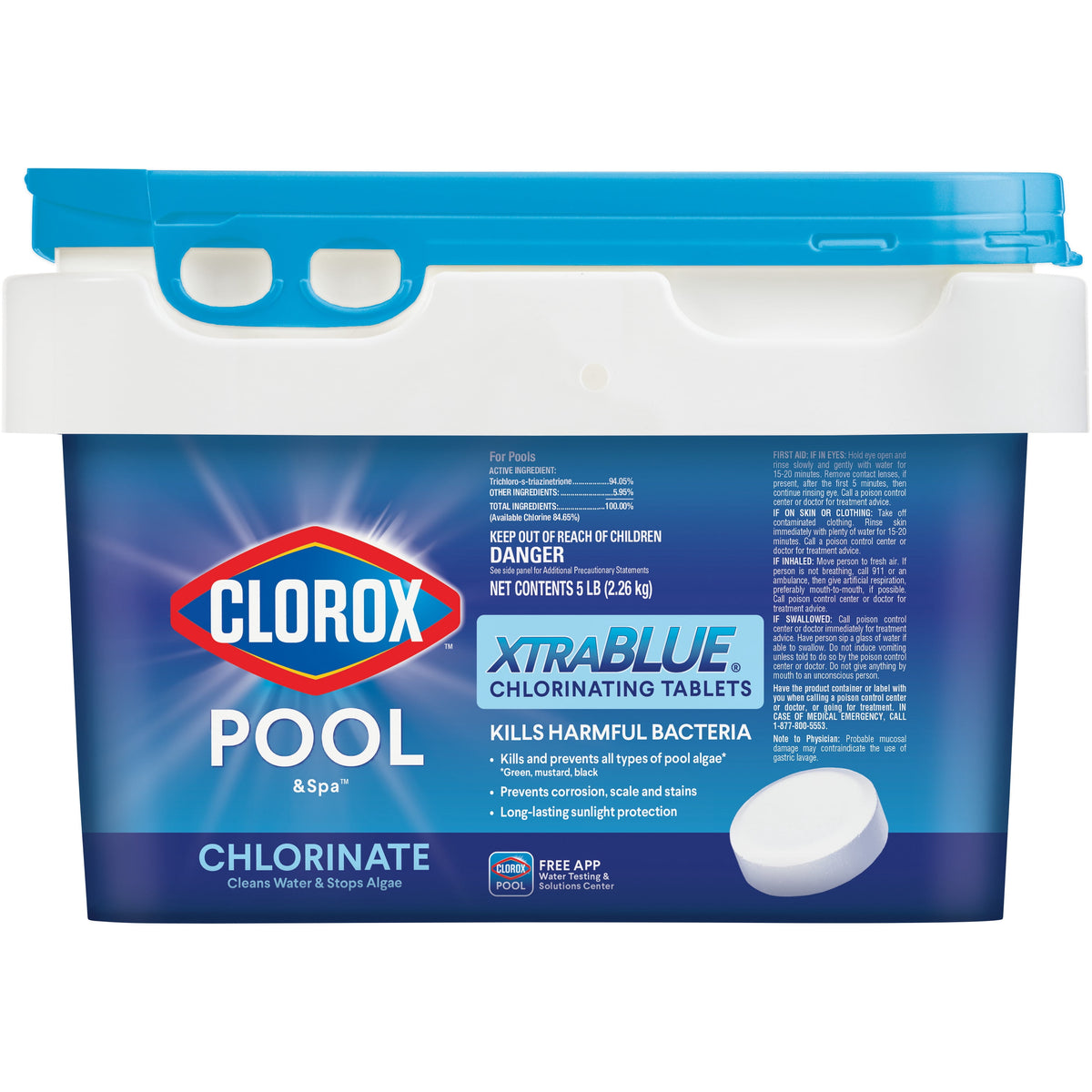 Clorox Pool&Spa XtraBlue 3" Chlorinating Tablets Chlorine Pool Chemicals , 5lb