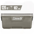 Coleman Classic 120 QT Hard-Sided Ice Chest Cooler, Silver Ash