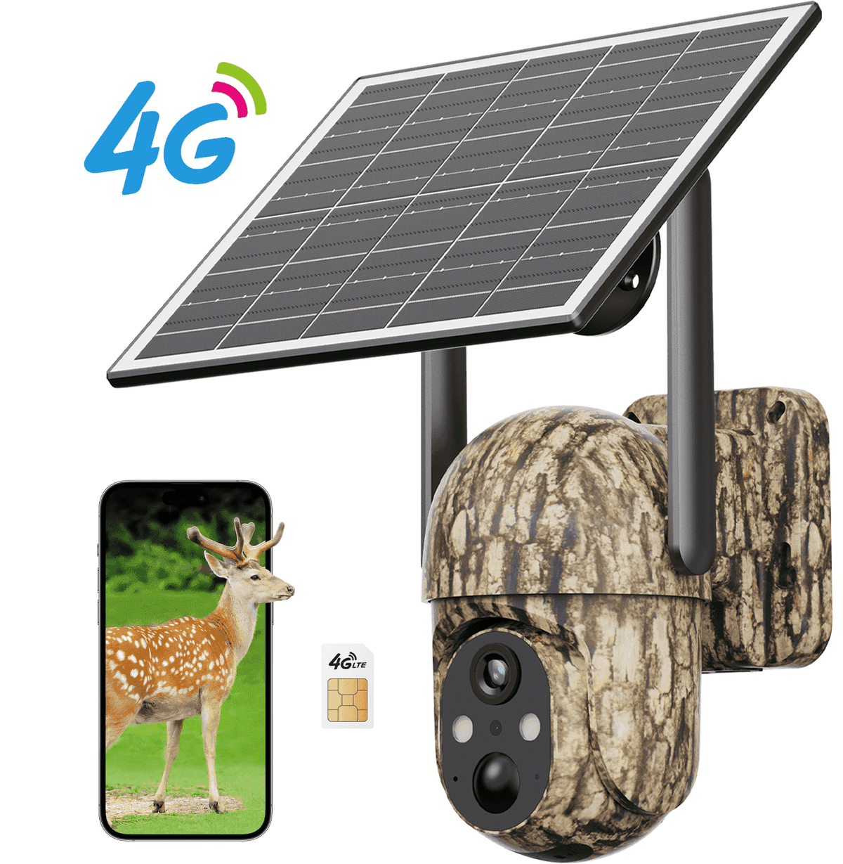 Conico 4G LTE Solar Trail Camera, 360° PTZ Game Camera for Hunting & Outdoor Security, No WiFi, 2K Night Vision