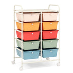 Costway 10-Drawer Storage Cart Utility Rolling Trolley Kitchen Office Organizer Macaron
