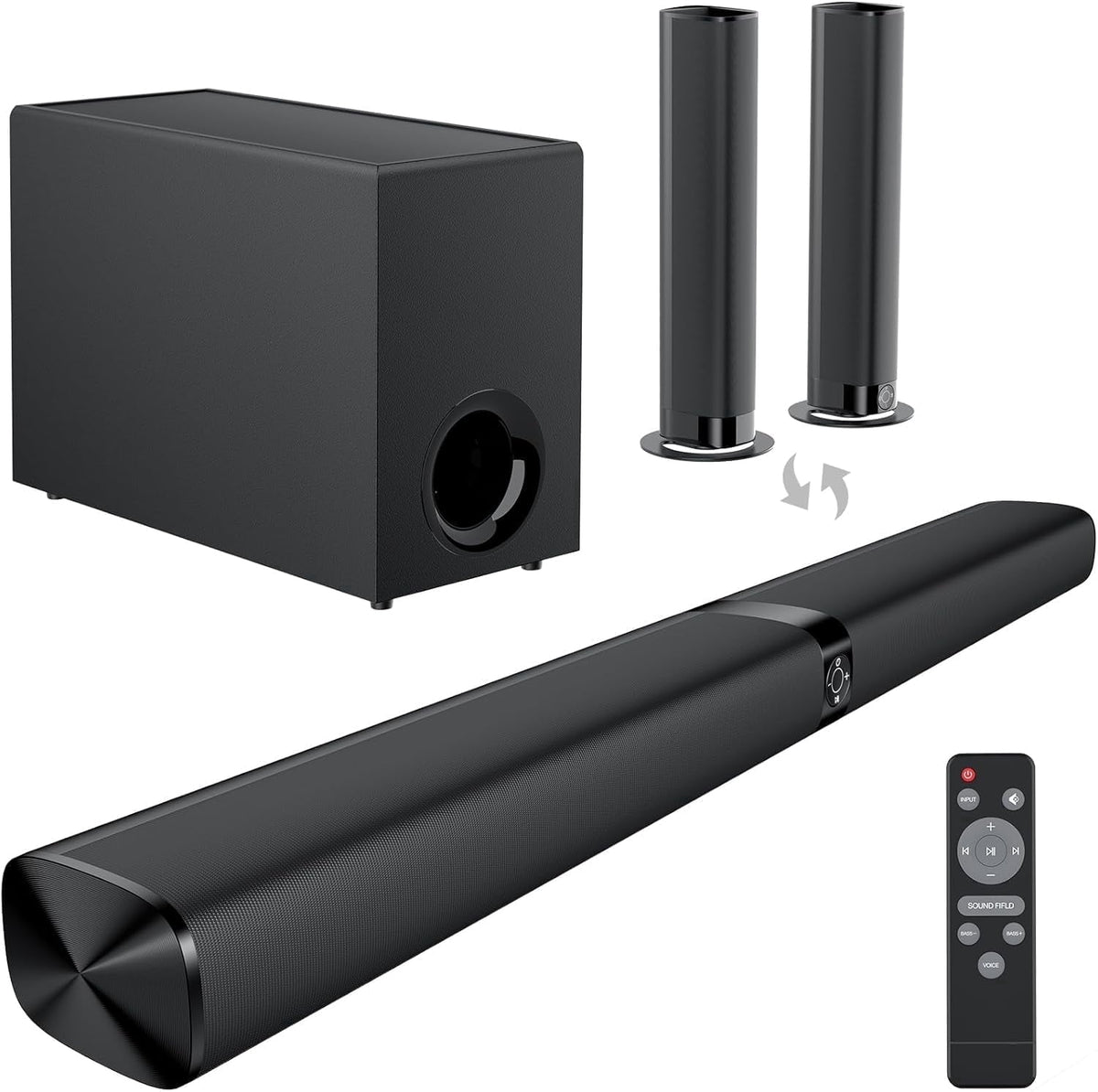 Cowin Sound Bar for Smart TV, 110W Sound Bar with Subwoofer, 2 in 1 Detachable Bluetooth Soundbar for TV with Deep Bass & Volume Boost & 3 Equalizer