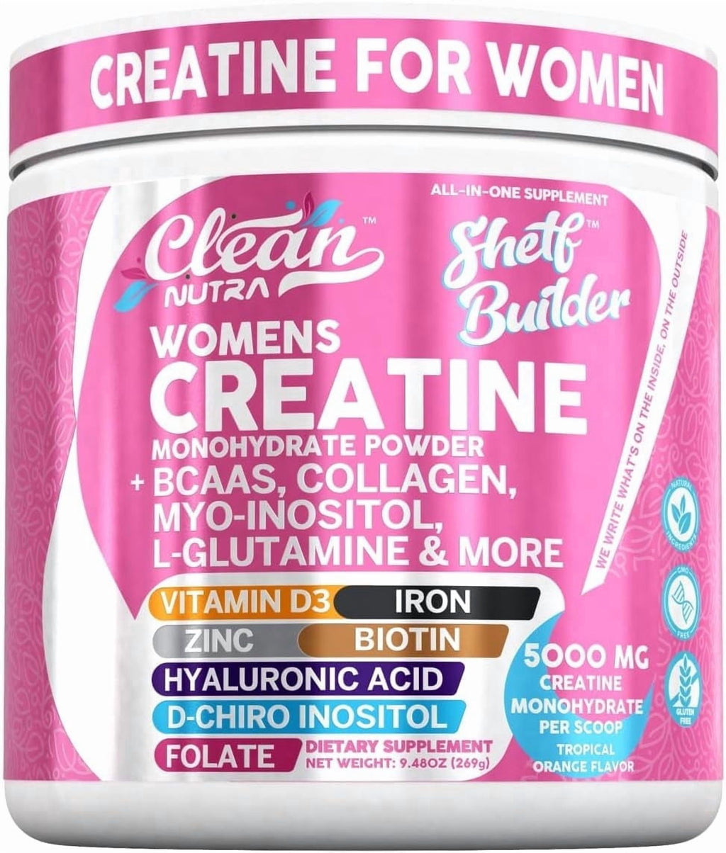 Creatine for Women | Creatine Monohydrate + BCAA Powder Myo-Inositol Collagen Biotin Hyaluronic Acid Folate L Glutamine Vitamin D3 Iron Zinc D-Chiro