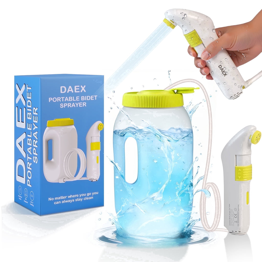 DAEX Electric Portable Bidet for Travel, Rechargeable Handheld Travel Bidet with 2.5L Water Bottle, Personal Hygiene Washer for Camping, RV and Home