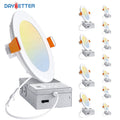 DAYBETTER LED Recessed Ceiling Light Modern,6 inch 5CCT Ultra-Thin with Junction Box,2700K-5000K Selectable, Dimmable(12Pack),Decor, Lighting