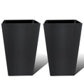 FOUKUS Tall Planters for Outdoor Plants Set of 2 - 18.3 Inch Black Plastic Planter Pots with Drainage Mesh Pads & Removable Shelf - Front Porch