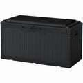 Homall 100-Gallon Outdoor Resin Deck Box for All-Weather Use Lockable Waterproof Storage Solution with Cushion Storage