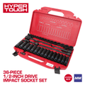 Hyper Tough 36-Piece 1/2-inch Drive Metric CRMO Impact Socket Set (mm)