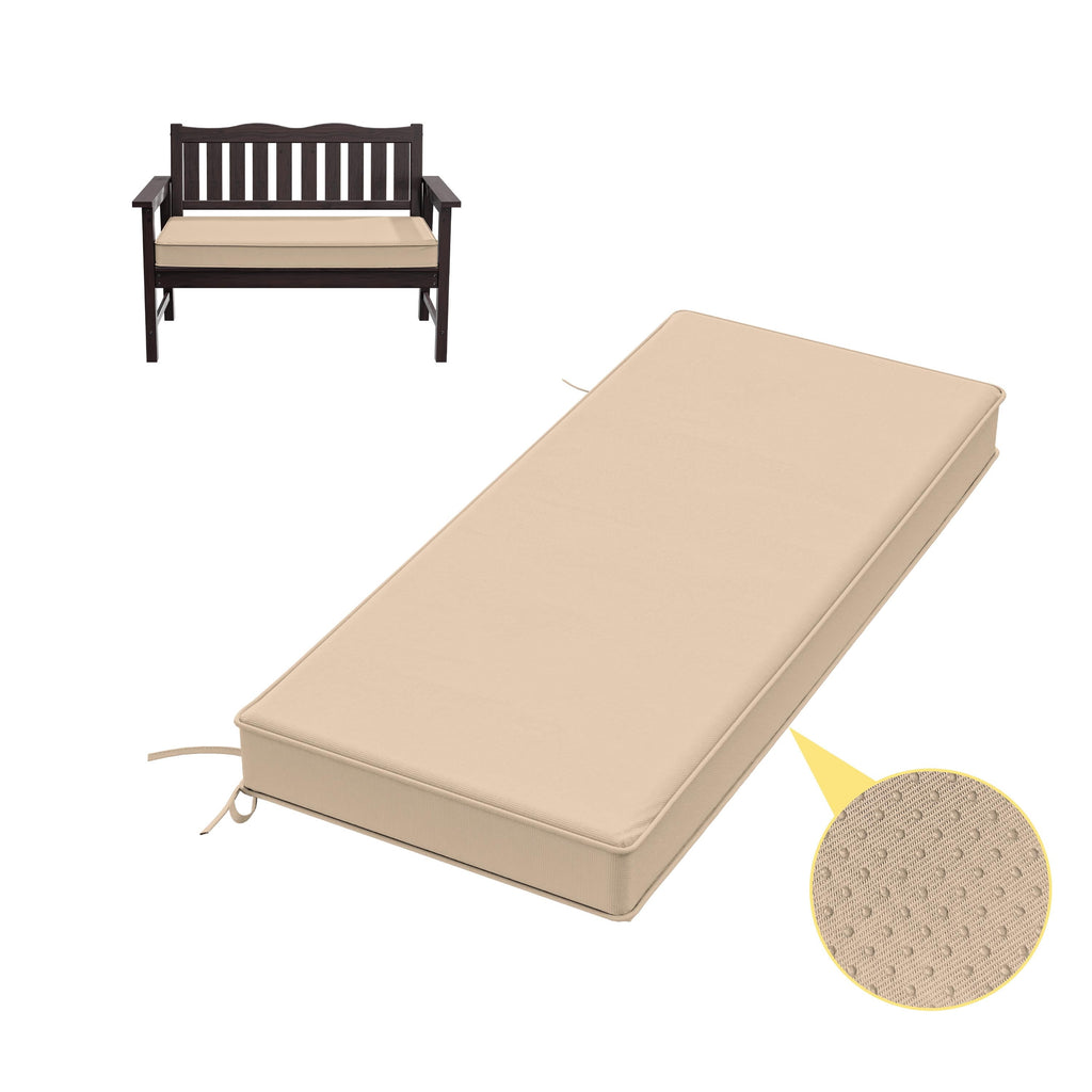 Kimunuk 42" x 18" x 3.5" Bench Cushions for Outdoor Furniture, Waterproof Porch Swing Cushion Seat Patio Chair Replacement Pads with Ties, Sand