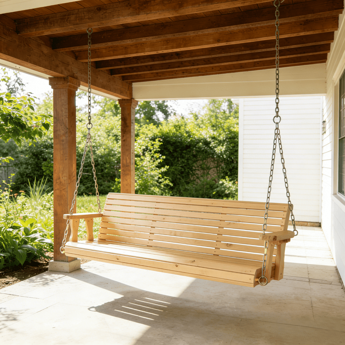 Ktaxon 5FT Patio Porch Swing, Heavy Duty 880lbs Capacity Wooden Bench with Hanging Chains