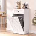 Lacoo 10 Gallon Tilt Out Trash Cabinet with Drawer, Kitchen Trash Can Cabinet, Garbage Recycling Cabinet for Kitchen, White