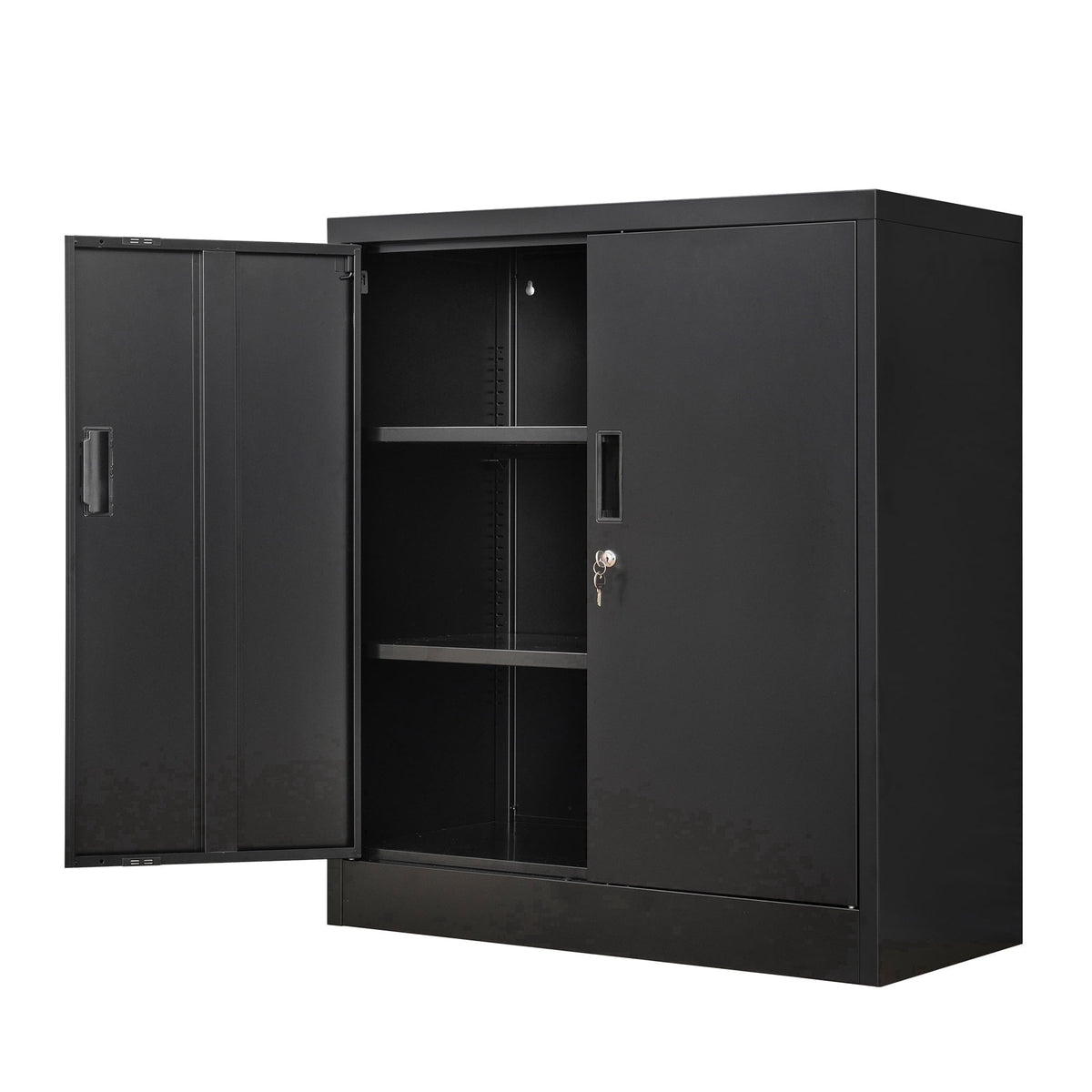 Metal Storage Cabinet, Locking Storage Cabinet with Adjustable Shelves, 36.2" H Steel Cabinet for Garage, Home, Office, Utility Room-Black