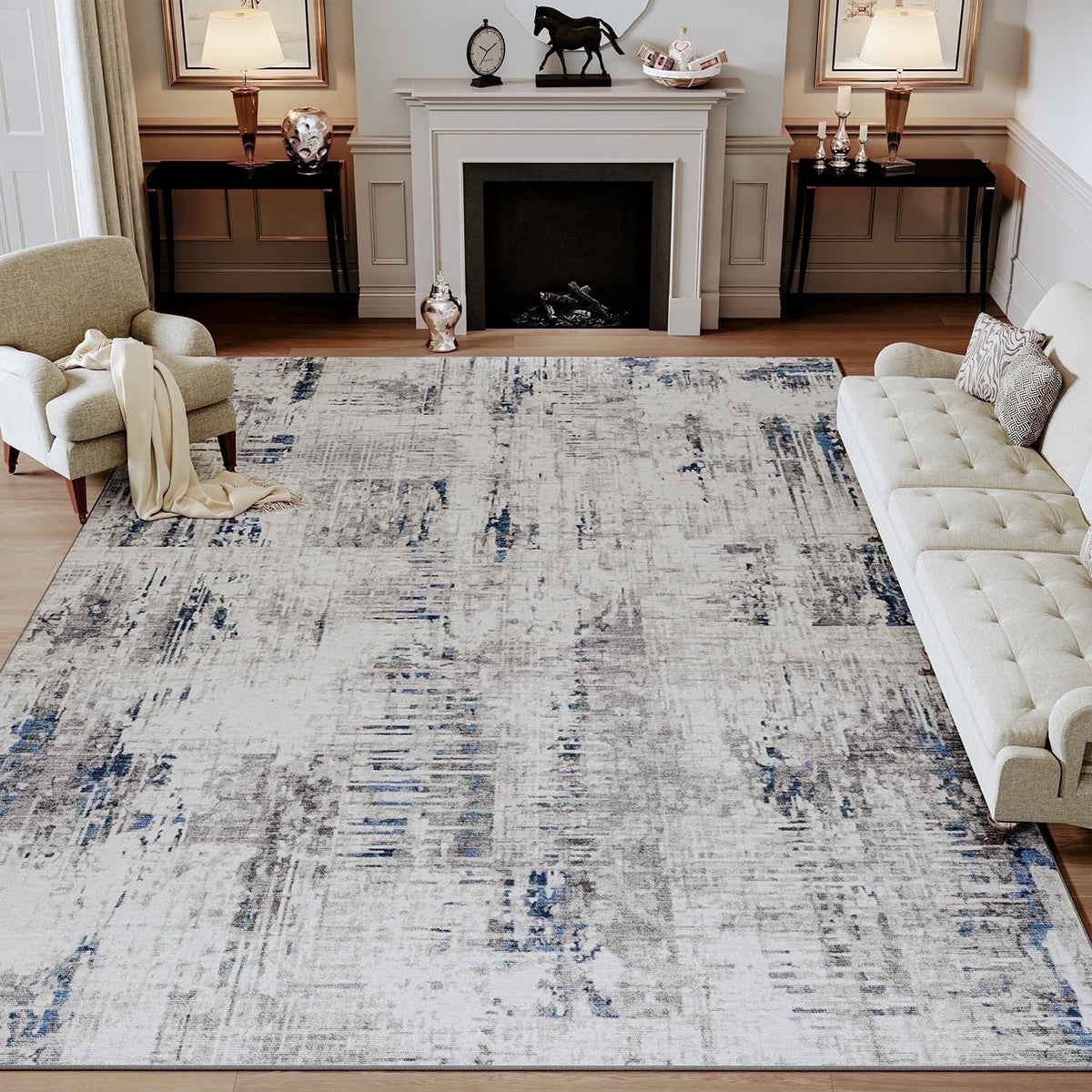 SIXHOME 5'x7' Area Rugs for Living Room Modern Abstract Area Rugs Machine Washable Rugs Soft Neutral Carpet Rugs for Bedroom Dining Room Office
