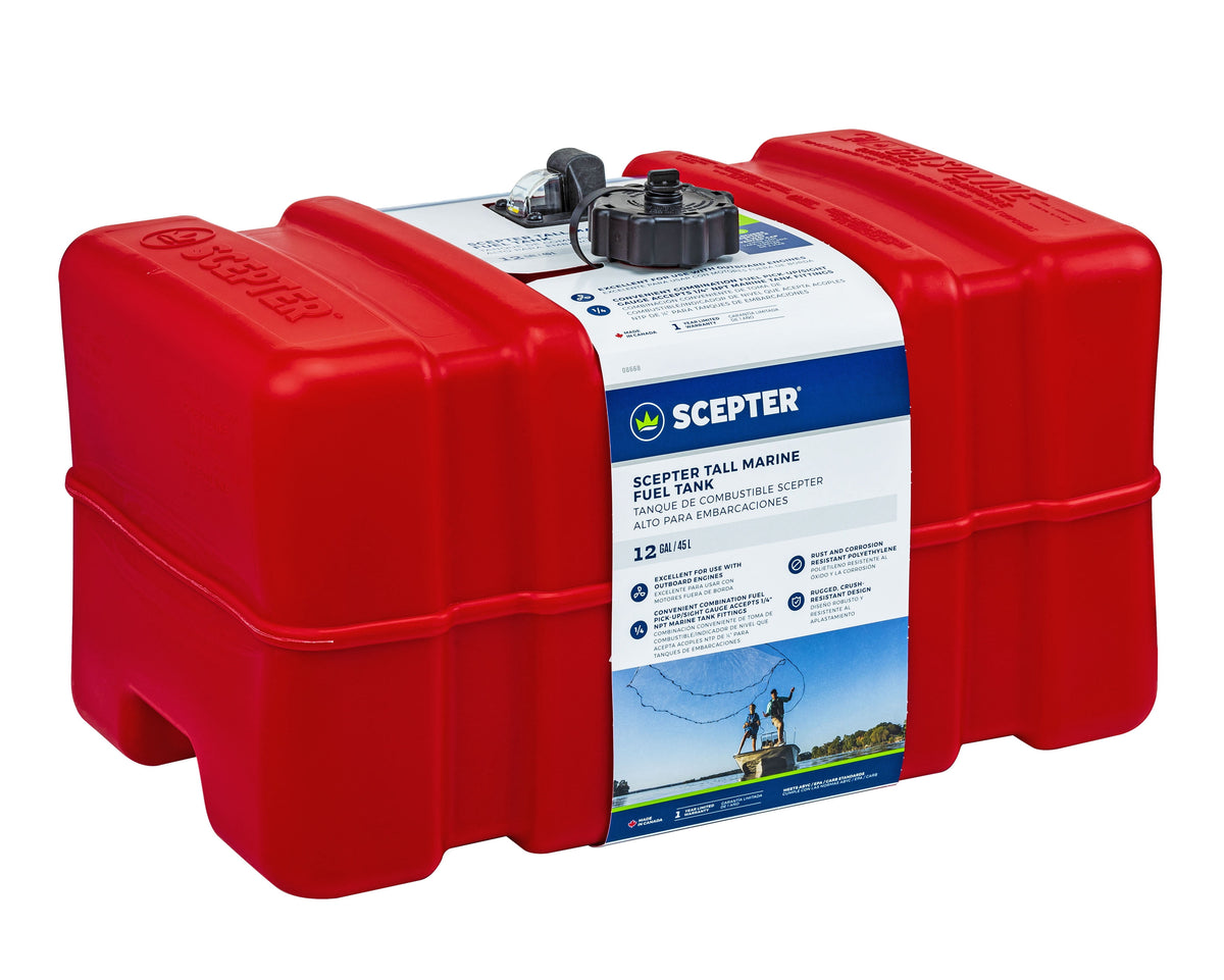 Scepter 12 Gallon Marine Gas Fuel Tank For Outboard Engine Boats, 08668, 23-in x 14-in x 14.75-in