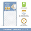Simmons BeautySleep Kids Extra Firm Crib and Toddler Mattress, GREENGUARD Gold Certified, Sustainable Fiber Core, Waterproof, White/Blue