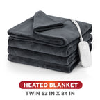 Sunbeam Heated Electric Microplush Bed Blanket, Greystone, Twin Size, 12 Heat Settings, 62 x 84 in