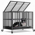 Time Ray 38 inch Dog Crate for Medium Dog with Steel Escape Proof,Heavy Duty Indestructible Dog Kennel with Double Doors,Lockable Wheels and