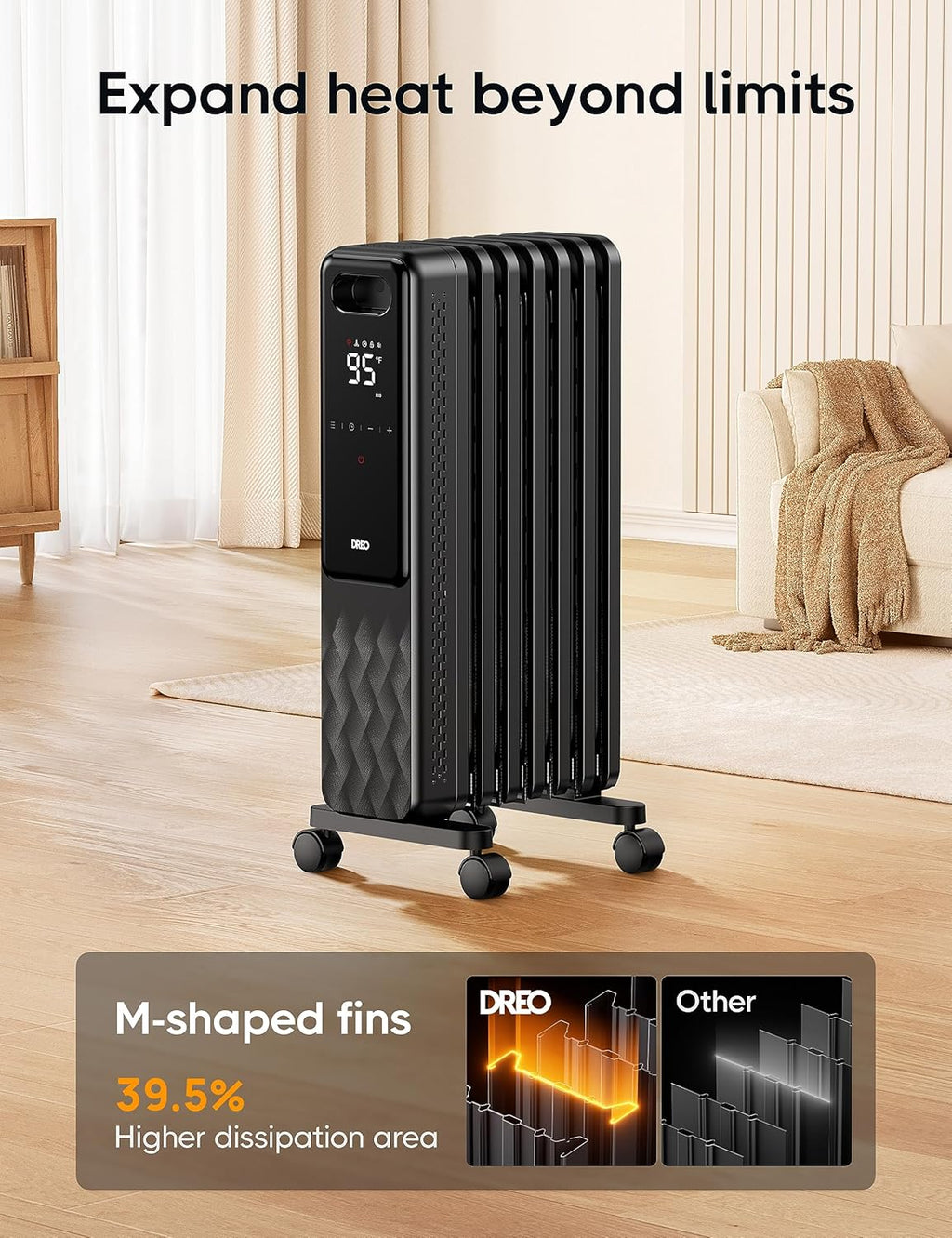 Dreo Oil Filled Radiator Heater, 1500W