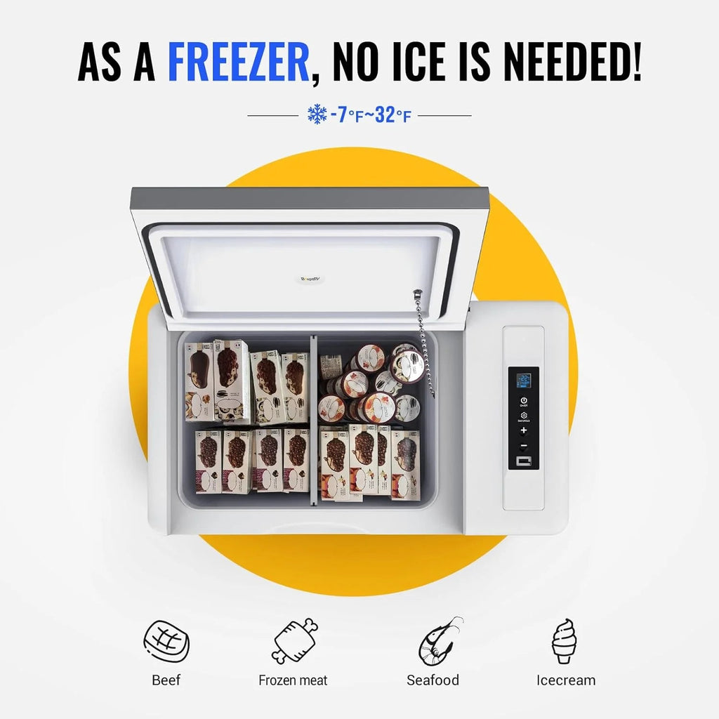BougeRV 23 Quart Portable Car Refrigerator Freezer, Grey, 12/24V DC - CR22