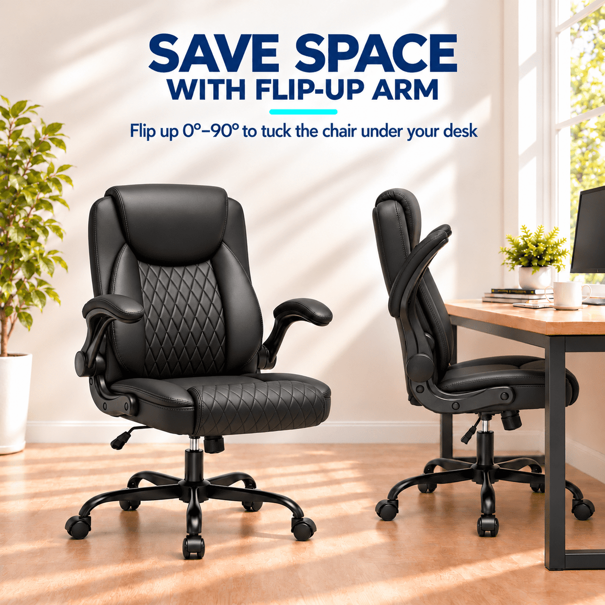 CloudRest Pro Office Chair, 400LBS Wide Seat Ergonomic Computer Desk Chair High Back Executive Leather Chair Adjustable Task Chair Lumbar Back, Black