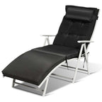 7 Position Folding Outdoor Chaise Lounge Chair With Cushion And Pillow