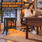 ALPULON Electric Infrared Quartz Fireplace Stove Heater with 3D Flame Effect, Black