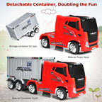 Kids Ride-On Semi-Truck With Detachable Container, 8 Wheels, 12V 7Ah Battery And Remote Control