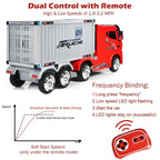 Kids Ride-On Semi-Truck With Detachable Container, 8 Wheels, 12V 7Ah Battery And Remote Control