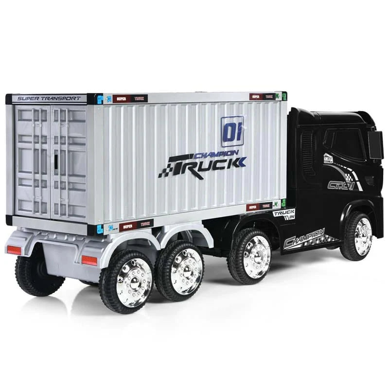 Kids Ride-On Semi-Truck With Detachable Container, 8 Wheels, 12V 7Ah Battery And Remote Control