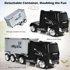 Kids Ride-On Semi-Truck With Detachable Container, 8 Wheels, 12V 7Ah Battery And Remote Control