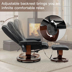 AVAWING Faux Leather Swivel Massage Recliner Chair With Ottoman - Black