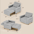 3-in-1 Convertible Pullout Sleeper Chair Bed - 75in x 26in x 17in