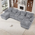 Wiilayok U-Shaped Modular Sectional Sofa, 124 inch Extra Deep Chenille, Storm Gray