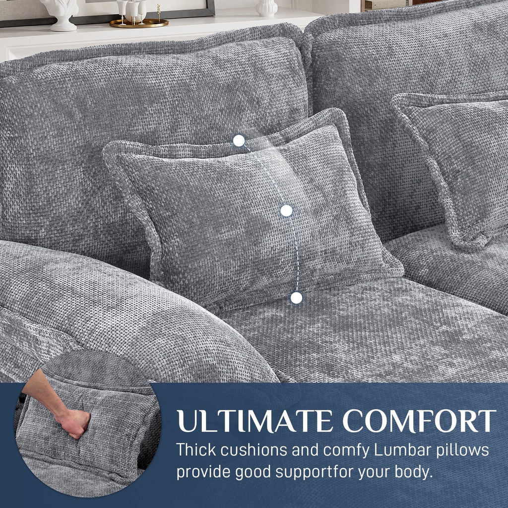 Wiilayok U-Shaped Modular Sectional Sofa, 124 inch Extra Deep Chenille, Storm Gray