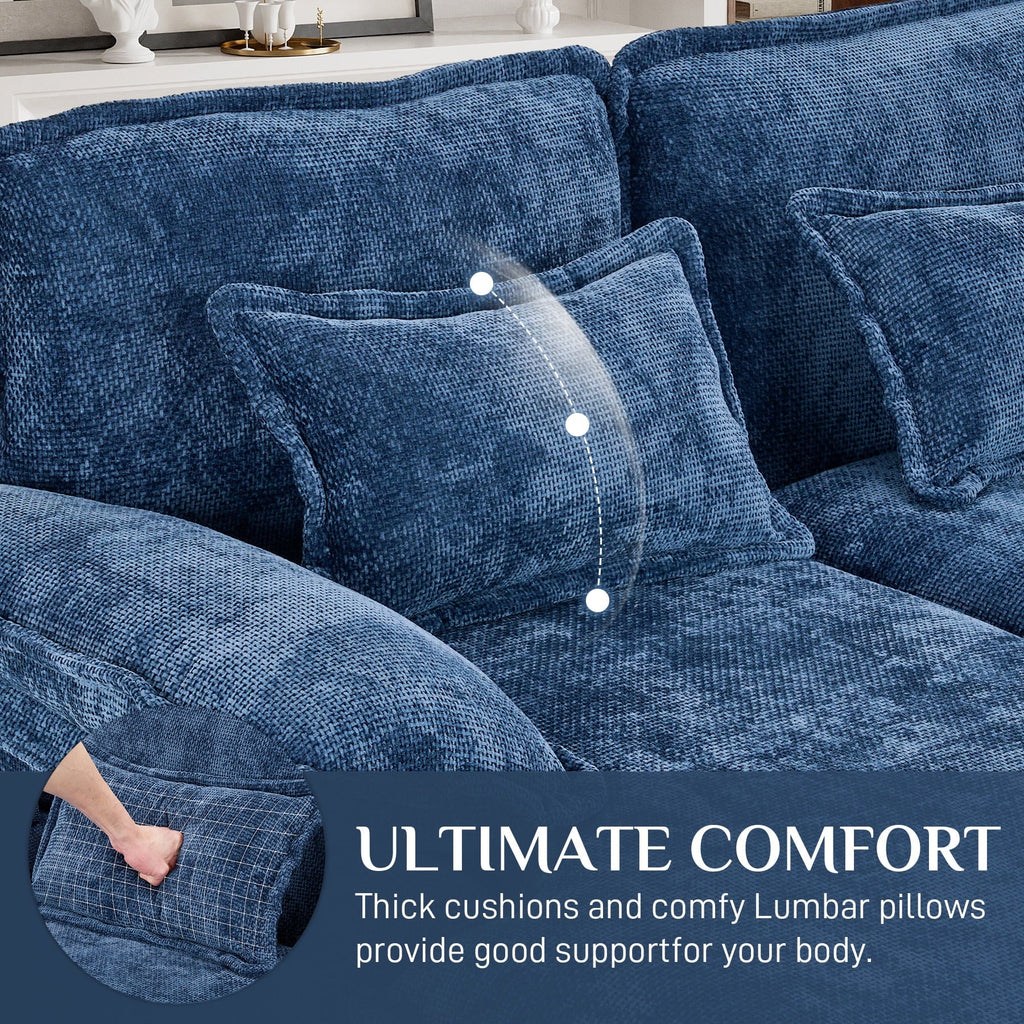Wiilayok U-Shaped Modular Sectional Sofa, 124 inch Extra Deep Chenille, Storm Gray