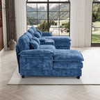 Wiilayok U-Shaped Modular Sectional Sofa, 124 inch Extra Deep Chenille, Storm Gray