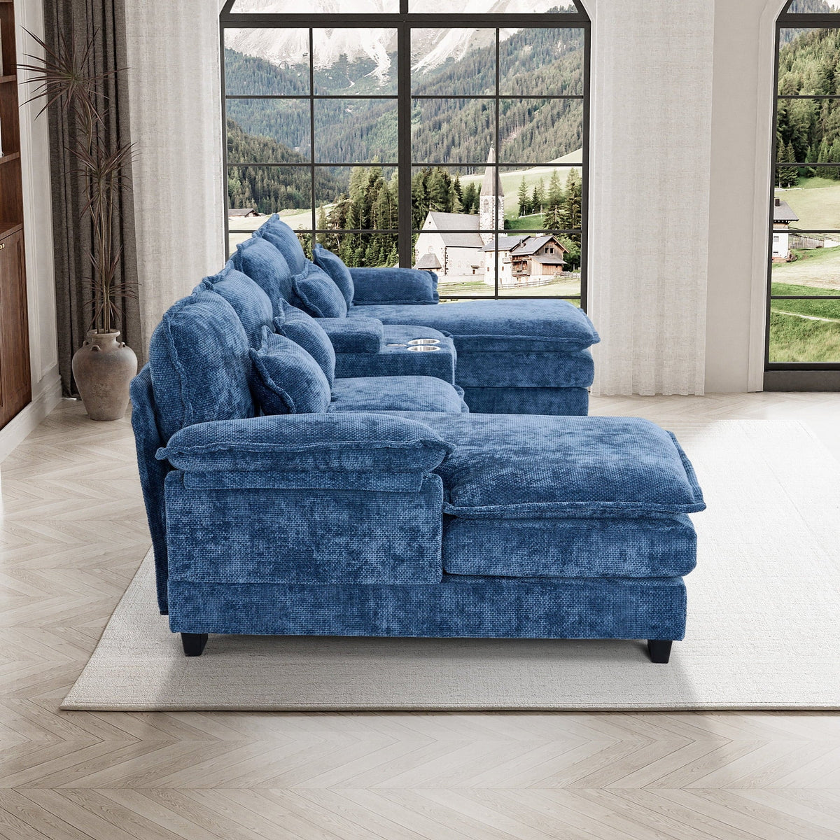 Wiilayok U-Shaped Modular Sectional Sofa, 124 inch Extra Deep Chenille, Storm Gray