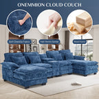 Wiilayok U-Shaped Modular Sectional Sofa, 124 inch Extra Deep Chenille, Storm Gray