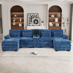 Wiilayok U-Shaped Modular Sectional Sofa, 124 inch Extra Deep Chenille, Storm Gray