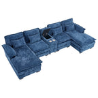 Wiilayok U-Shaped Modular Sectional Sofa, 124 inch Extra Deep Chenille, Storm Gray