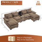 Wiilayok U-Shaped Modular Sectional Sofa, 124 inch Extra Deep Chenille, Storm Gray
