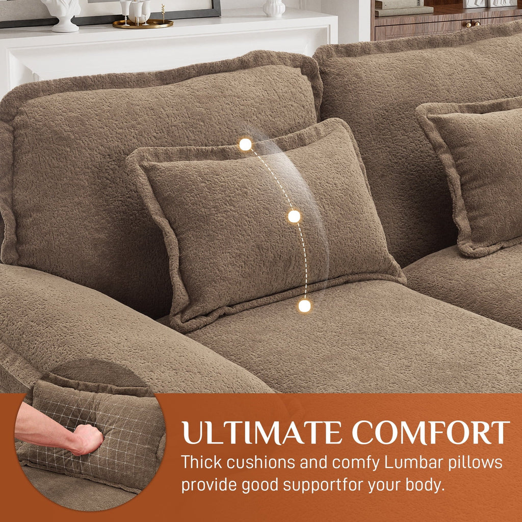 Wiilayok U-Shaped Modular Sectional Sofa, 124 inch Extra Deep Chenille, Storm Gray