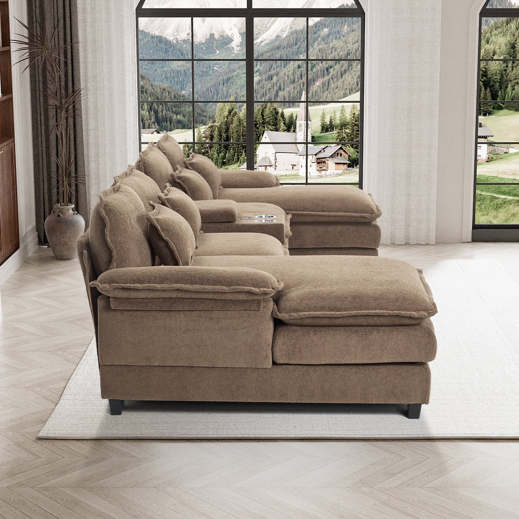 Wiilayok U-Shaped Modular Sectional Sofa, 124 inch Extra Deep Chenille, Storm Gray