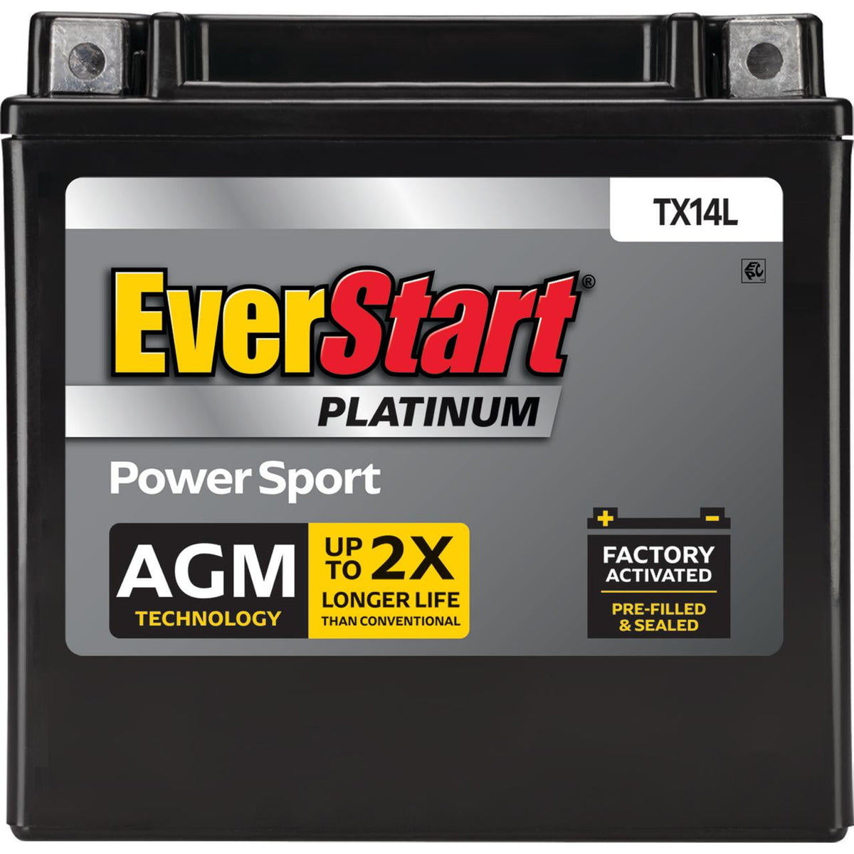 EverStart Platinum AGM Power Sport Battery, Group Size TX14L, 12 V, 200 CCA