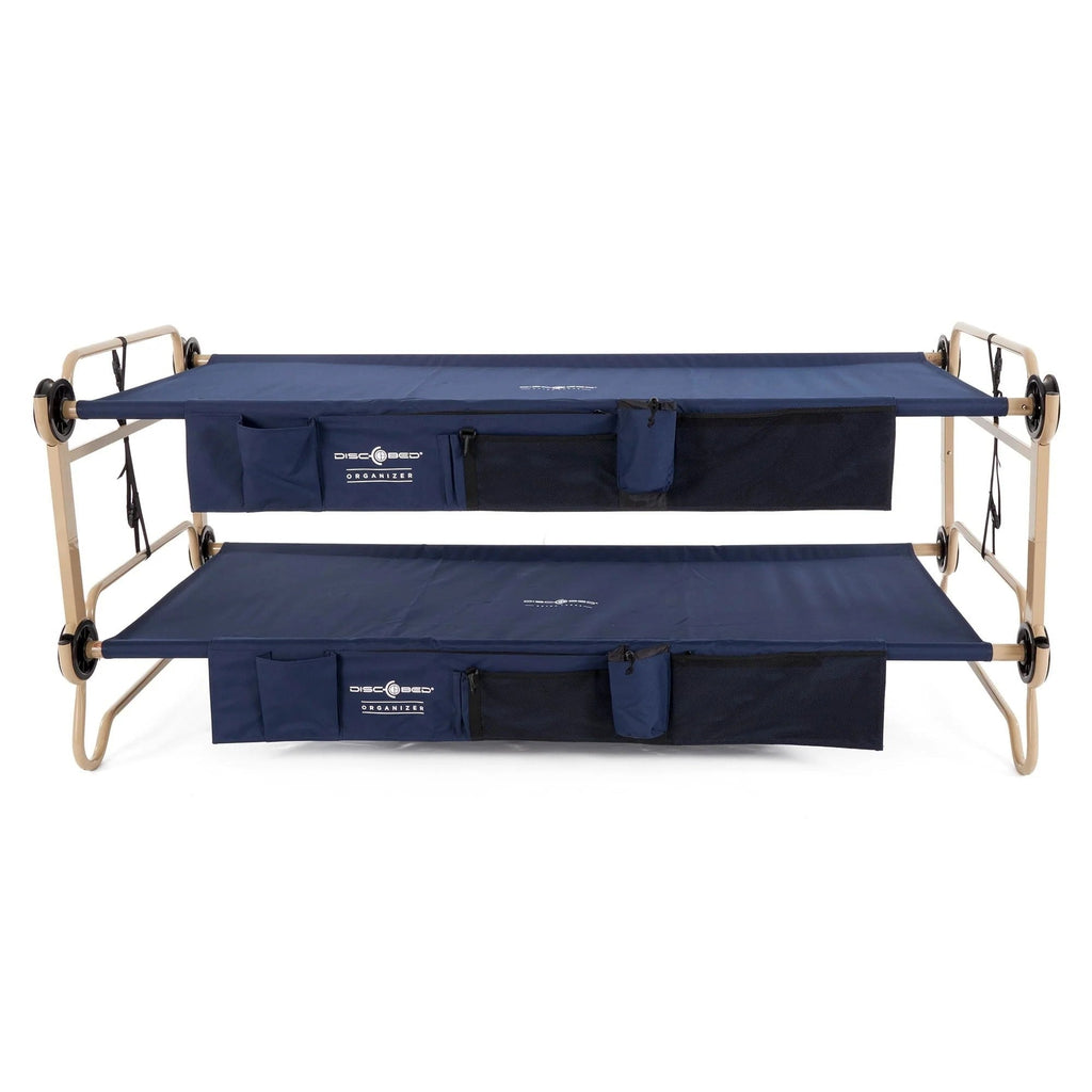 Disc-O-Bed XL Cam-O-Bunk Benchable Double Cot With Storage Organizers - Navy