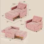 3-in-1 Convertible Pullout Sleeper Chair Bed - 75in x 26in x 17in