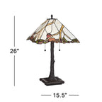 Robert Louis Tiffany Table Lamp 26 inch High Dark Bronze Cherry Blossom Stained Art Glass Shade