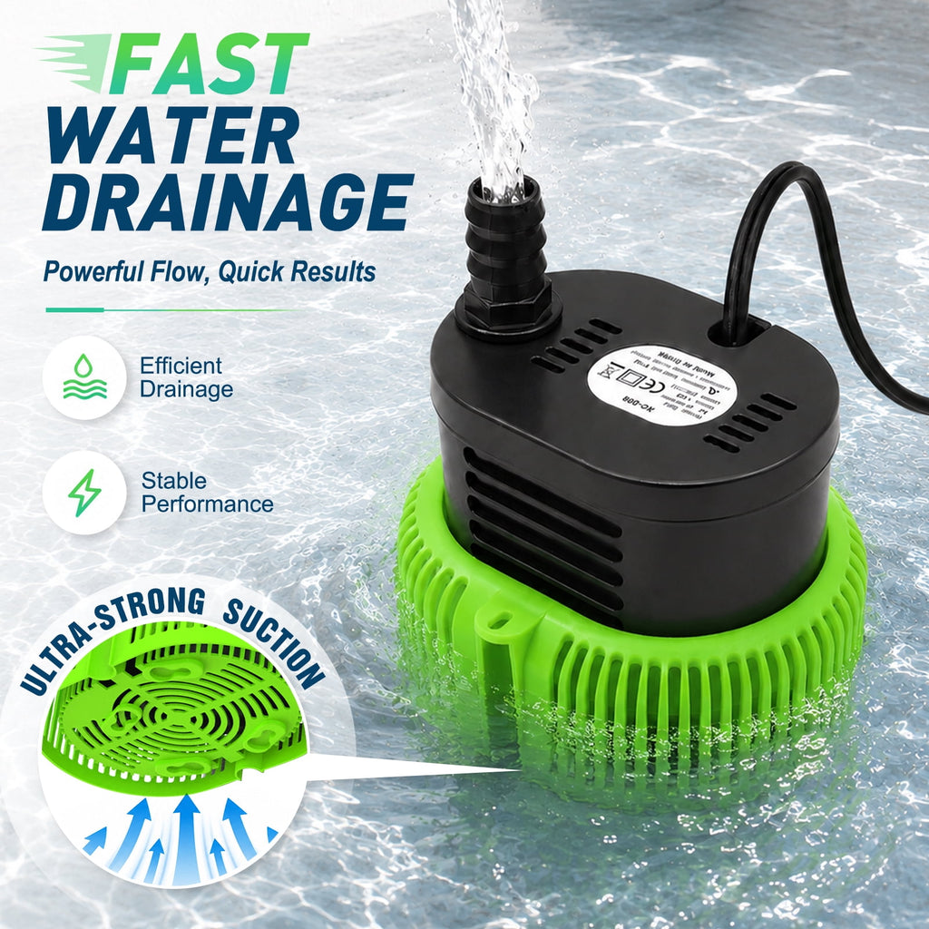 LAANPOLE Pool Cover Pump Above Ground - Submersible Sump Pump, Swimming Water Removal Pumps, with Drainage Hose & 25 Feet Extra Long Power Cord, 850