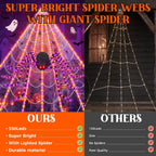 Leyaron Halloween Decorations Outdoor, 350 LED Halloween Spider Web String Lights with 79" Lighted Spider for Outdoor Garden Party Yard Porch Home Decor