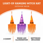 Light-Up Hanging Witch Hat Decorations, Orange and Purple, 6", 3 Count, Halloween by Way To Celebrate